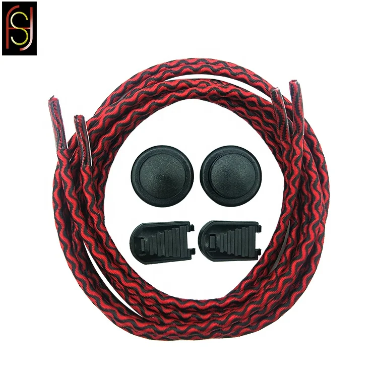 Solid color polyester custom shoe tips elastic lock no tie shoelace