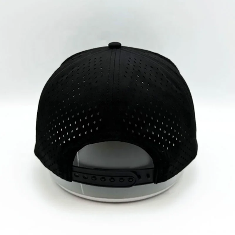 Custom Leather Patch 6 Panel Waterproof Meilin Hat Laser Cut Hole Perforated Golf Hat Trucker Hats Caps