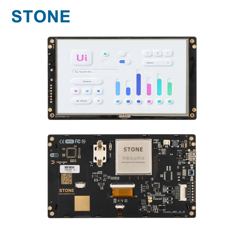 Производство камня, недорогой 4,3/7/15/10.1 дюймов, сенсорный дисплей, промышленный емкостный сенсорный экран hmi с uart rs485rs232