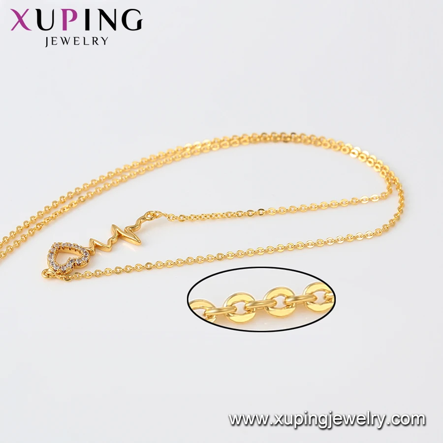 46107 xuping модные золотые ожерелья 24k позолоченные циркониевые в форме