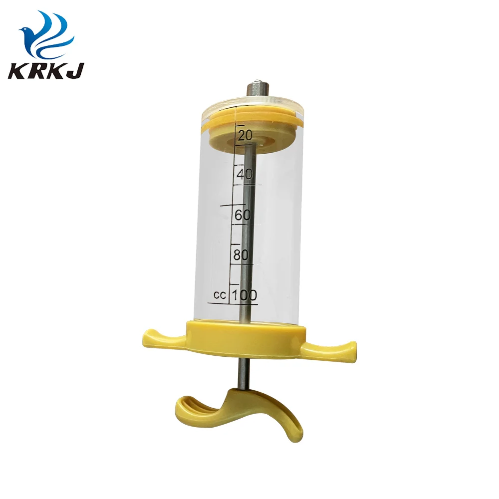 KD308 большой ствол 100cc пластиковый стальной замок для крупного рогатого скота шприц пистолет