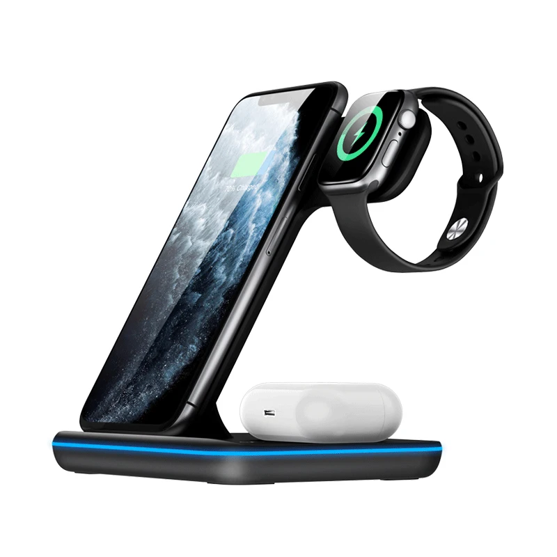 Беспроводное зарядное устройство Z5A 15 Вт Qi Беспроводное зарядное устройство для мобильного телефона для iPhone8-12 iWatch s1-s6 SE airpods