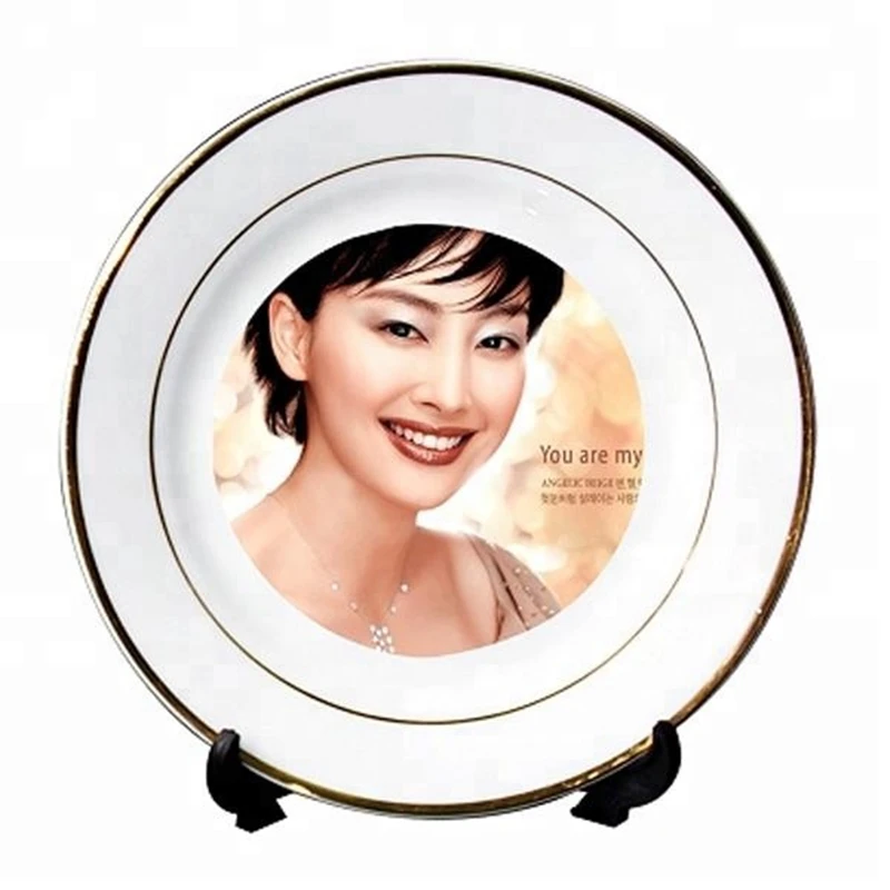
8inch Sublimation gold edge ceramic plate white blank 