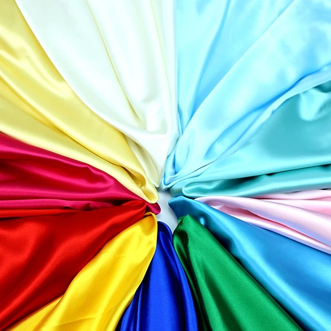 Factory Direct Sales Shiny Satin Fabric 100% Polyester Silk Mikado Satin Fabric for Wedding/Dress