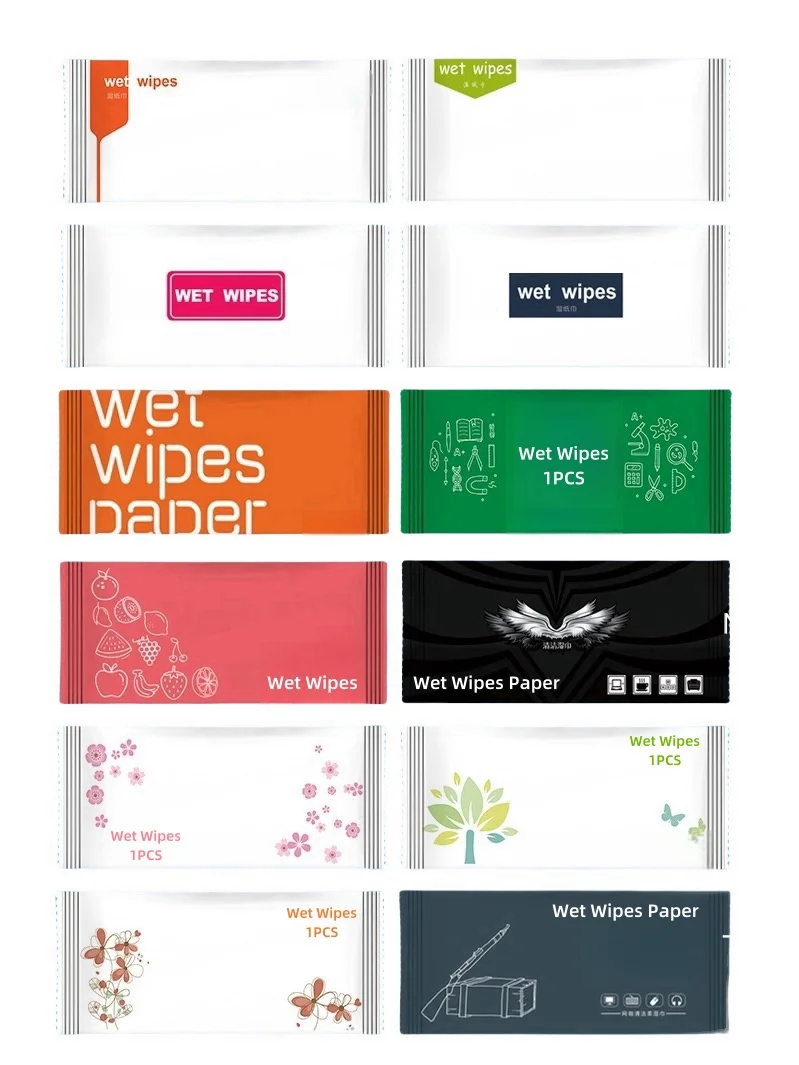 Custom Logo Individual Wrapped Face Hand Wet Wipes Tissue For Restaurant Hotel Shop Use Multi-Function Single Cleaning Wet Wipes