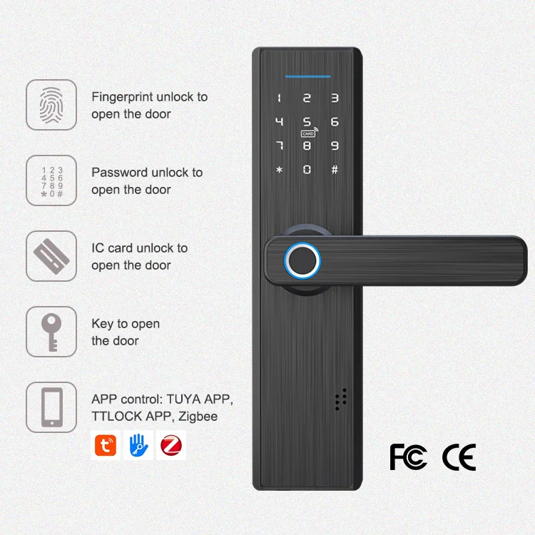 Safety Hotel Home Card Password Digital Mobile Phone Control Fingerprint Smart Door Lock