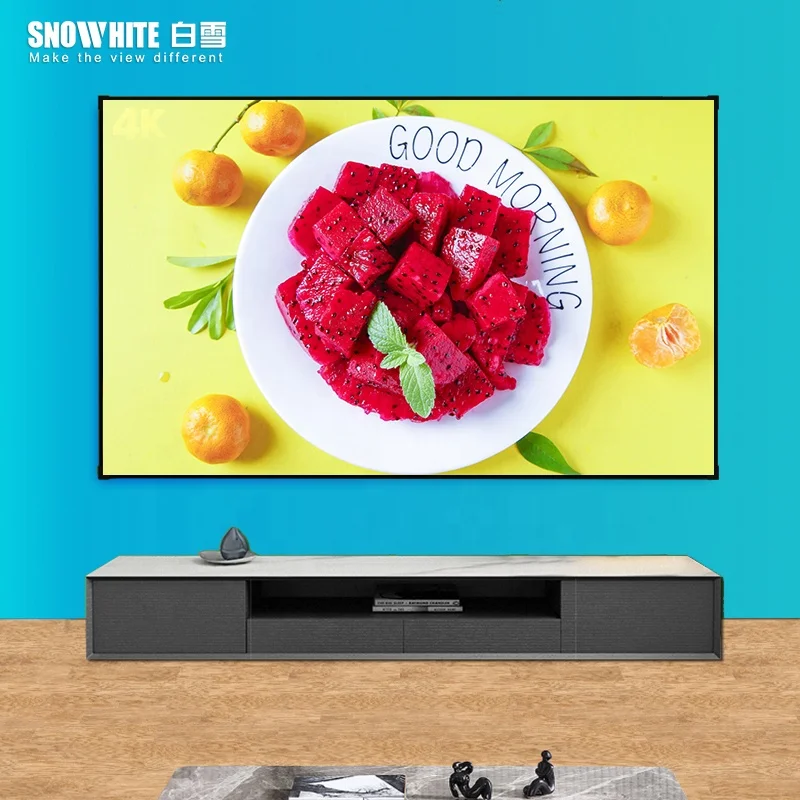 SNOWHITE  80 100 120 150 inch  alr screen for long throw projector black diamond projection screen fixed frame projector screen