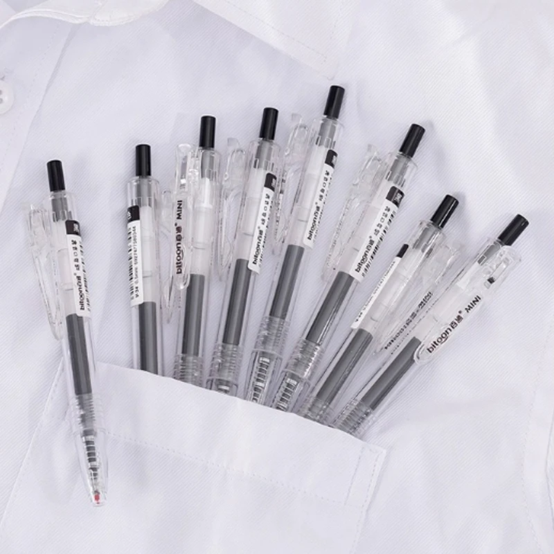 HK Pocket Pen Black 0.5mm ultra Short Portable Quick-drying Press Gel Mini Signature