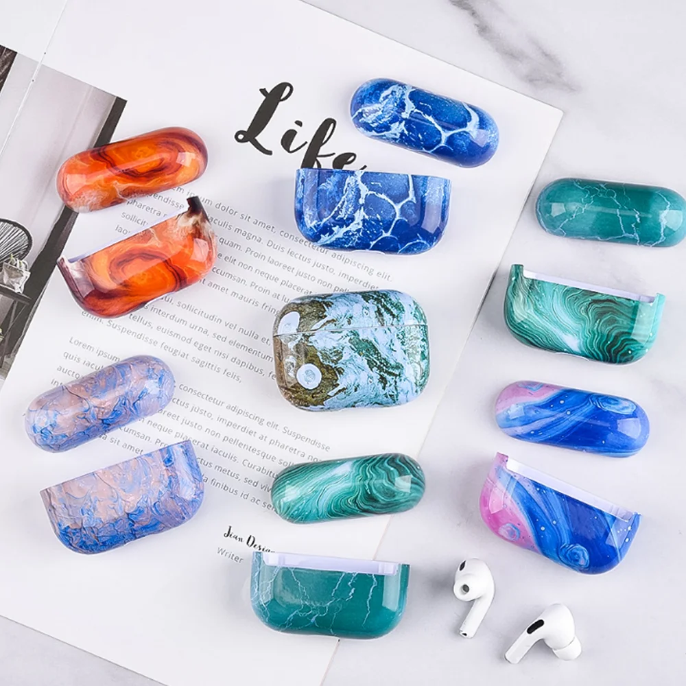  Glossy Shiny IMD Geometric Marble Earphone Storage Case