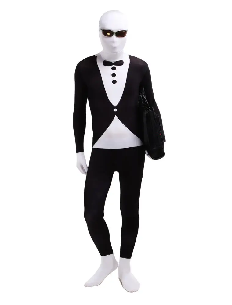 Модный черный светящийся смокинг с узором джентльменов лайкра спандекс костюм на Хэллоуин Многоцветный костюм зентай Косплей Боди костюм