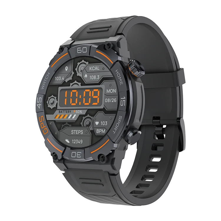 Round Navigation GPS Tracker Altimeter Barometer Sports MG02 Smart Watch with BT Calling Function