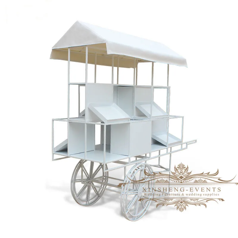 Party use White Metal Candy Dessert Cart White Market Cart