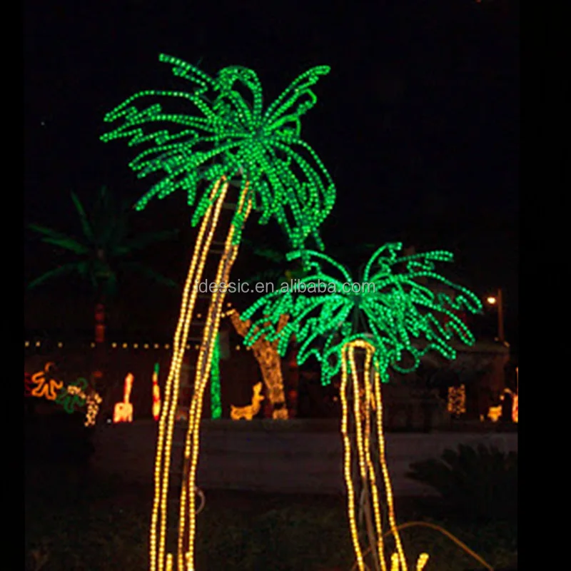 Outdoor 2D lighted palm tree silhouette Christmas lighting for zoo light show