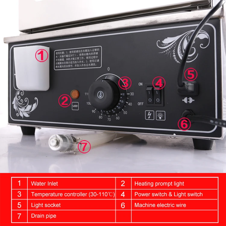 Stainless Steel Steamer Bun Electric 5-layer Glass Display Commercial Bread