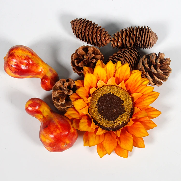 2021 Hot-selling Artificial Plant Sunflower Door Home Wall Decoration Fall Fruits Holiday Pine Cone Pumpkin Squash
