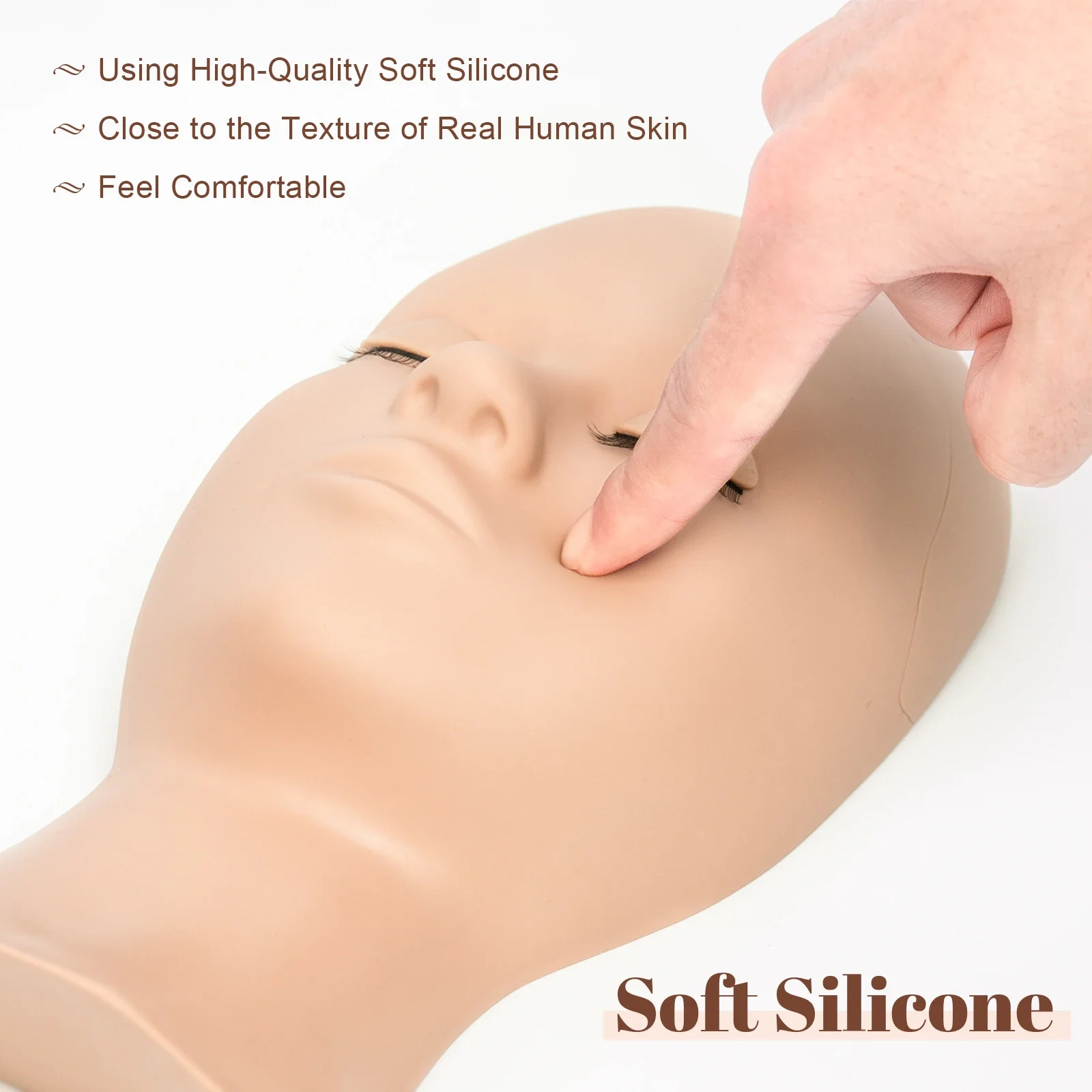 Closed Eyes Mannequin Head With Shoulder Acupoint Acupuncture Massage Makeup Eyelash Extension Practice Model Head