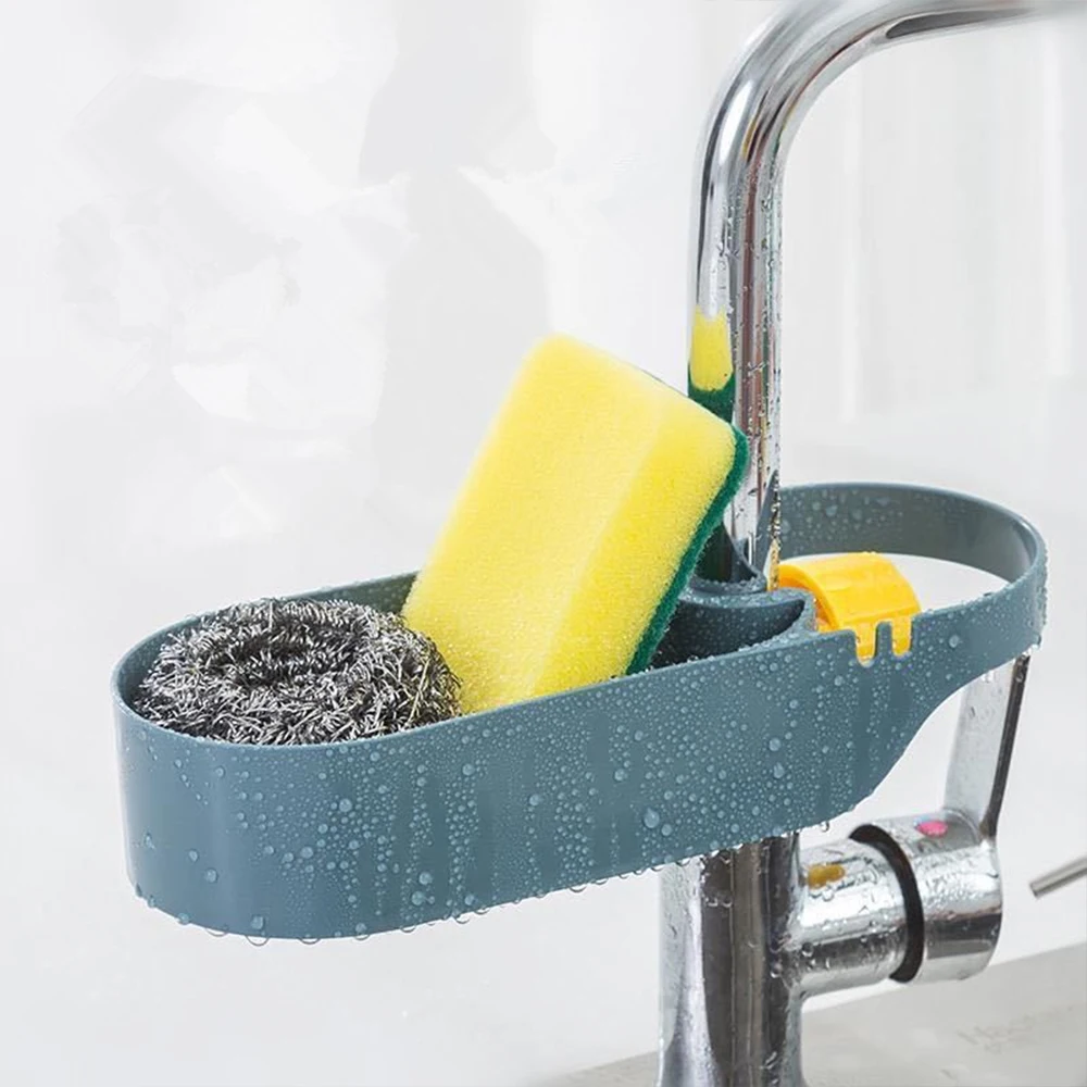 Spiral Buckle Kitchen Multifunctional Sink Drain Basket Rack Faucet Storage Hanging Sink Caddy Sponge Soap Holder Shelf