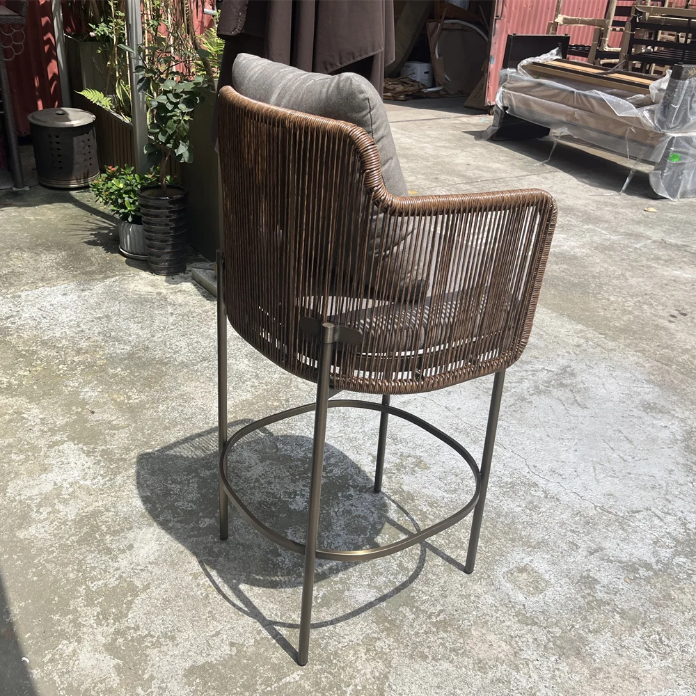 Modern Design Outdoor Aluminum Chair Aluminum and Rattan Bar Chair with cushions