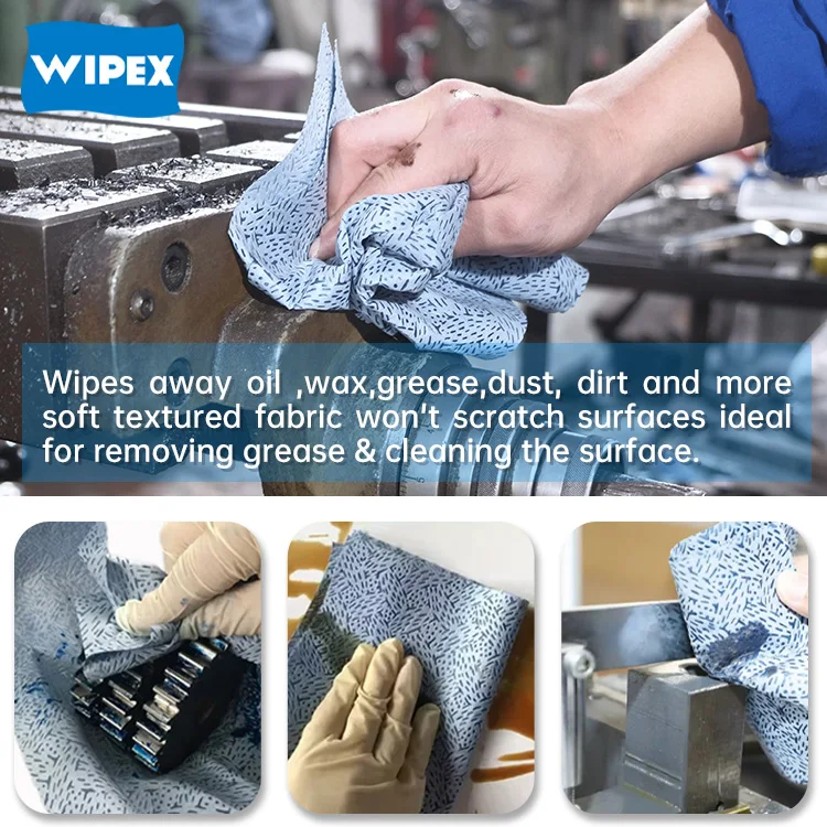 2024 Blue Oil absorbent 1/4 Folded Composite Nonwoven Meltblown Polypropylene Cleaning wipes Cloths