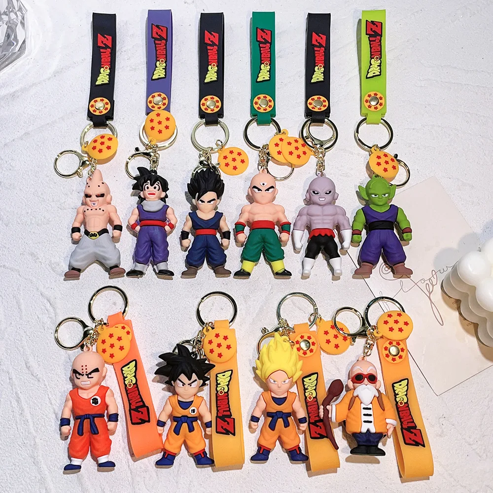 Cartoon 3d Pvc Anime Dragon Ball Keychain Car Key Chain Bag Pendant Doll Pendant Goku Keychain Wholesale