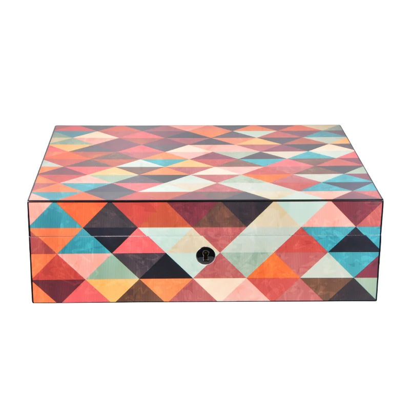 Delicate  Rhombus Shape Pattern Wooden Gift Box For Tea Packing