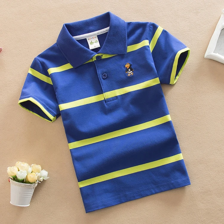 Wholesale 20 Color Choice Boys T-shirts Polo Cotton Kids Baby T-shirts Stripe School Uniform Polo T-shirt For Kids
