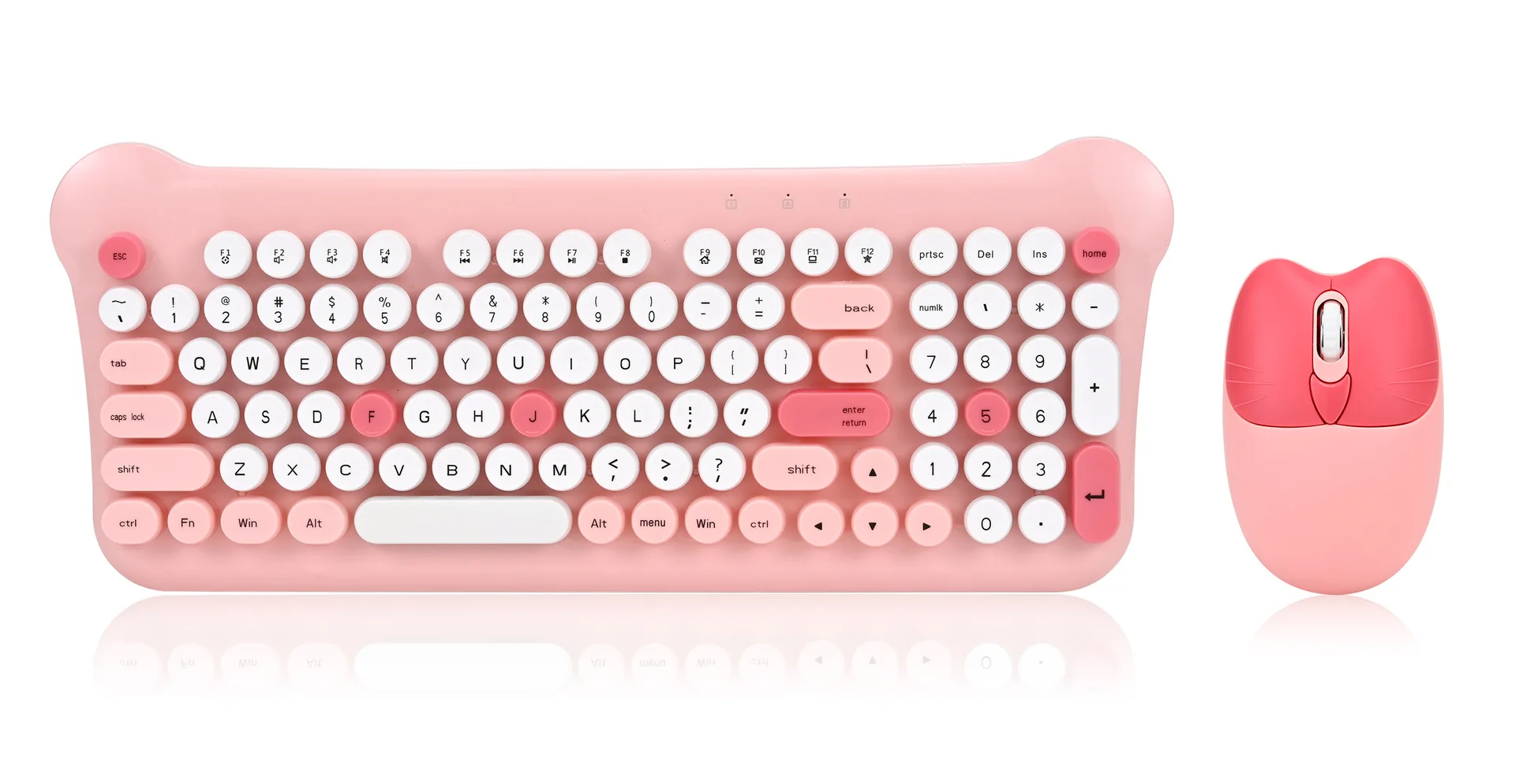 New QW05 wireless keyboard and mouse set mixed color punk round key girls cute office home keyboard.