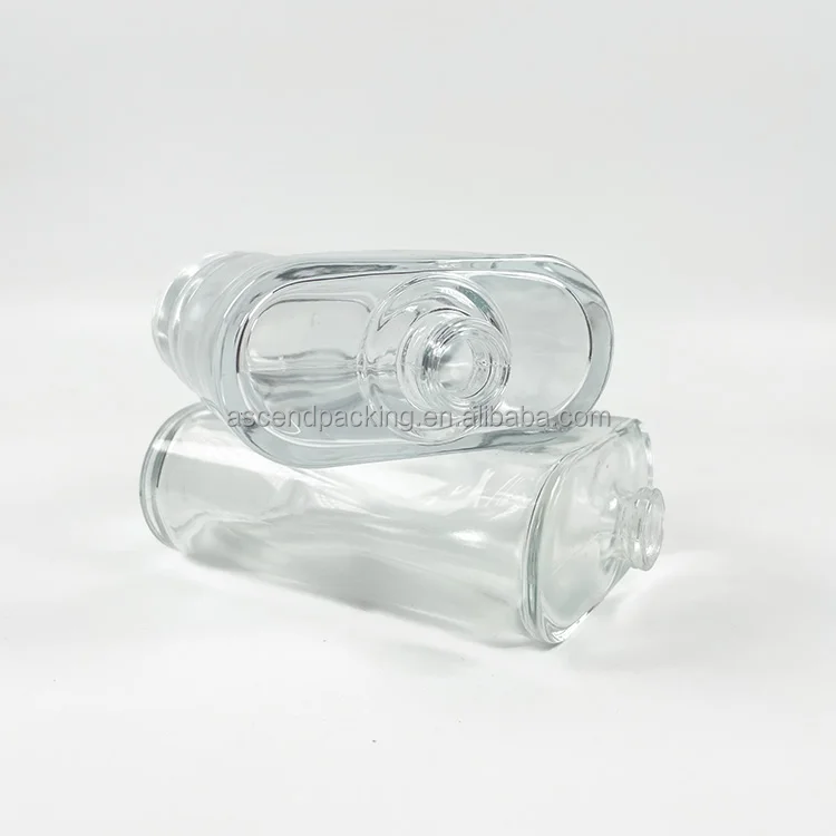 highend 30ml 50ml  100ml flat round perfume bottle empty spray perfume glass  bottle refillable perfume bottle with matched lid