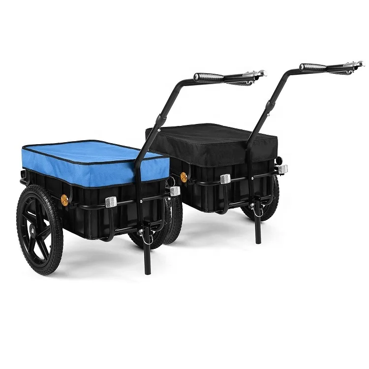 80L box capacity folding metal frame Bicycle Trailer with Plastic Tray dog kids cargo bike travel camper trailer