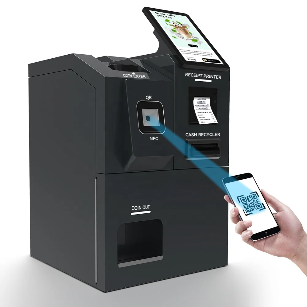 Self-service cash kiosk and print terminal