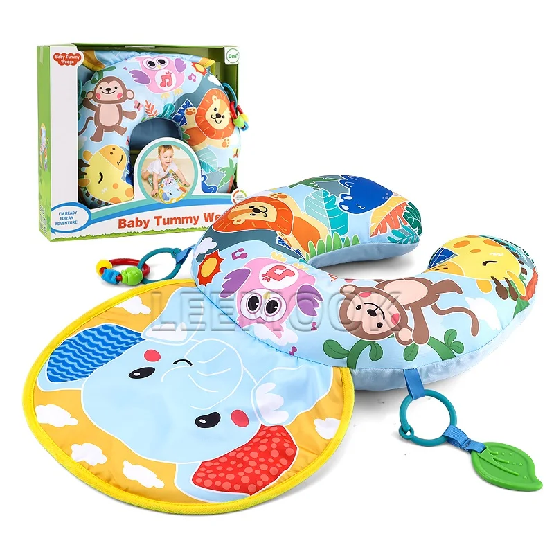 Leemook New Comfortable Soft Baby Pillow Baby Practice Supine Head Up Toy Animal Print Baby Sleeping Play Mat With Music