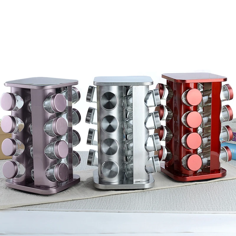 Spices and Seasonings Sets Rotating Stainless Steel Spices Rack Organizer