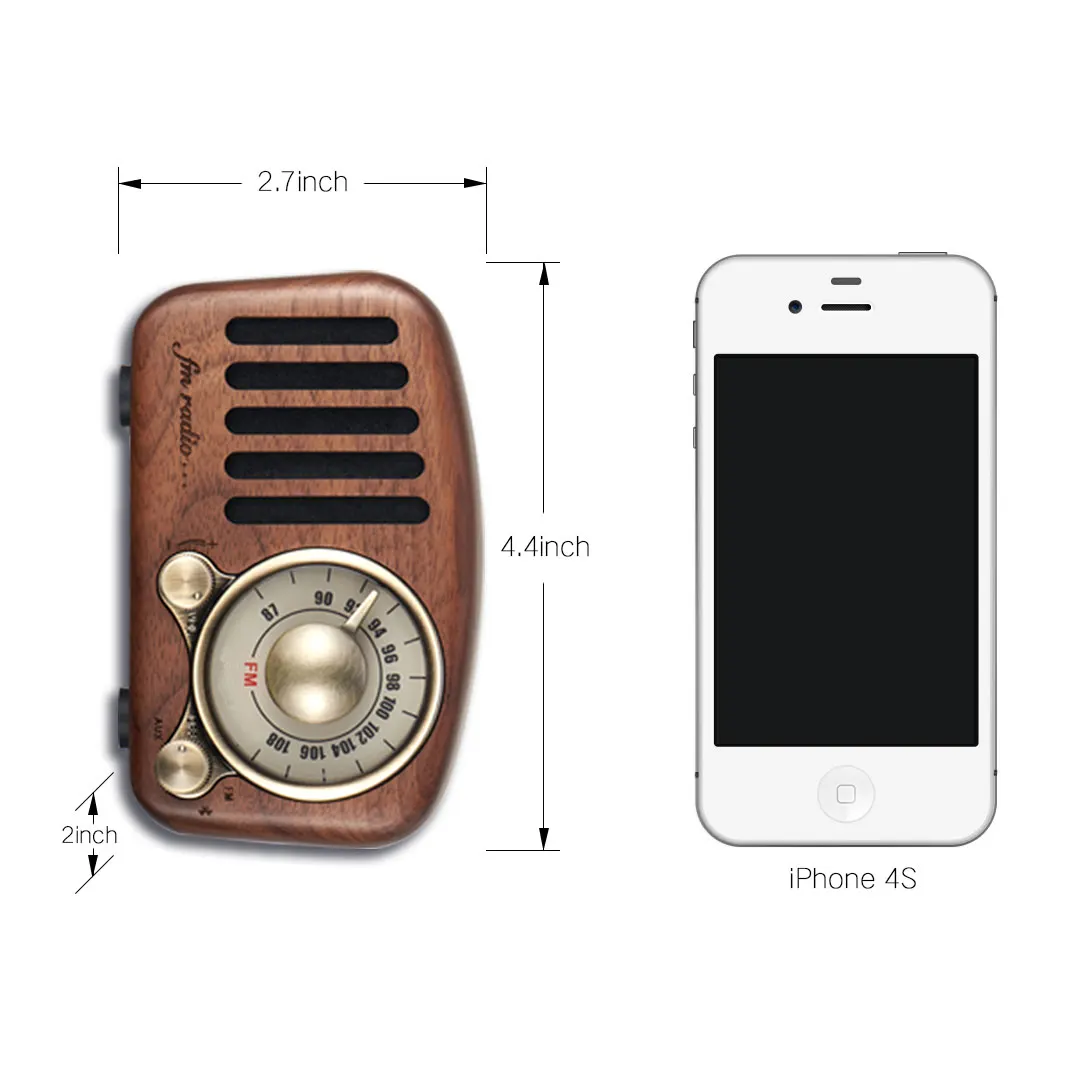 Factory wholesale portable retro radio fm vintage handcraft wooden radio