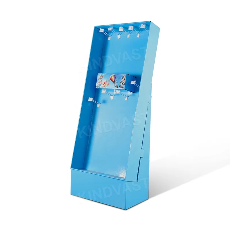 Kids Toy Hook Floor Cardboard Display Rack Green Single-sided Hook Toy Display Stand For Supermarket Promotional