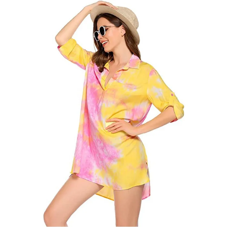 2022 Summer Beach Dress Women Sexy Chiffon Bikini Cover Up Swimwear Dresses Pareo Sarong Wrap Ladies Summer Dress