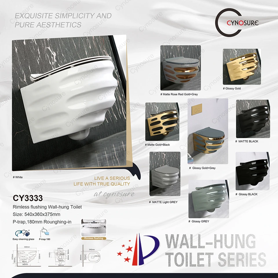 2024 new products Luxury western gold white Toilet Wall Hung Hang Suspended toilet wall mounted wc wall hanging toilet ceramic