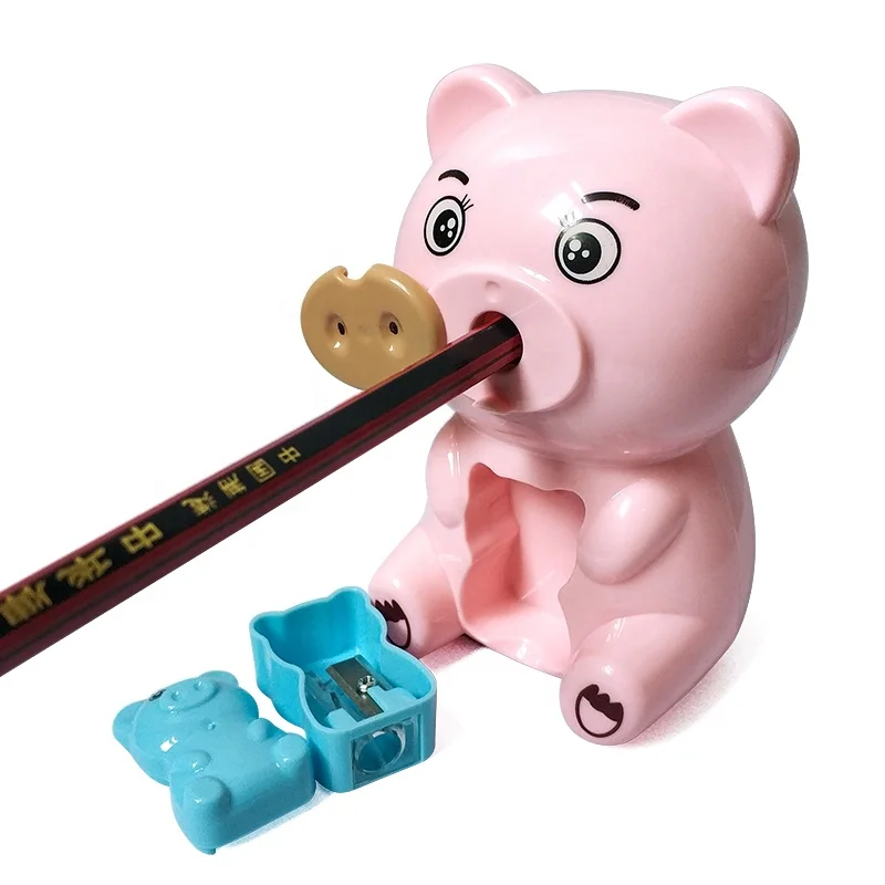 Школьная детская пластиковая большая точилка для карандашей в форме розовой свиньи