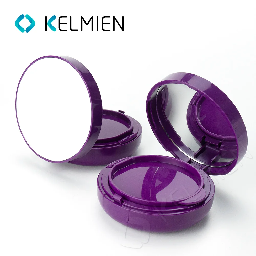 empty round BB air cushion press powder case  with mirror plastic custom decoration foundation compact case powder container