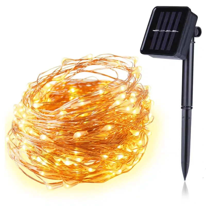 Hot Sale Solar Copper Wire Light String Outdoor Waterproof Project Light String Christmas Yard Lawn Decorative Lights
