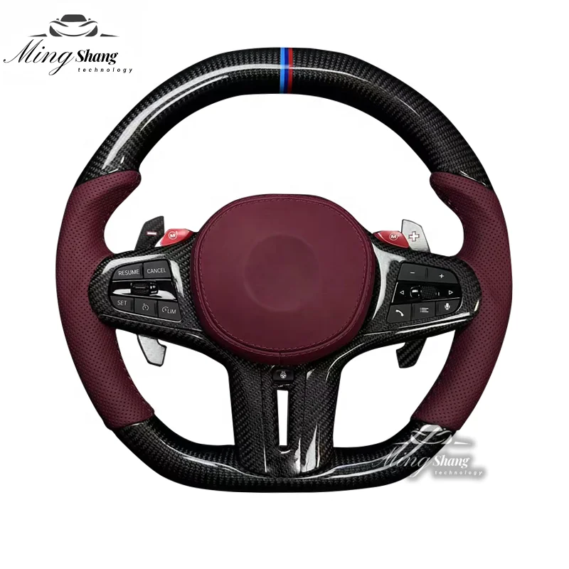 Bordeaux Red with carbon fiber sports car steering wheel for BMW G38 G28 F10 F30 X1 X3 X4 X5 M1 M2 M3 M4 M5 M6 1/ 2 /3 /4-series
