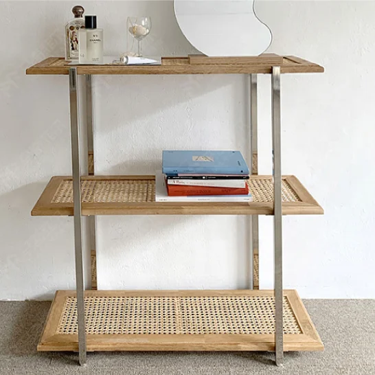 Family restaurant, hotel stainless steel rattan shelf  bookshelf storage shelf