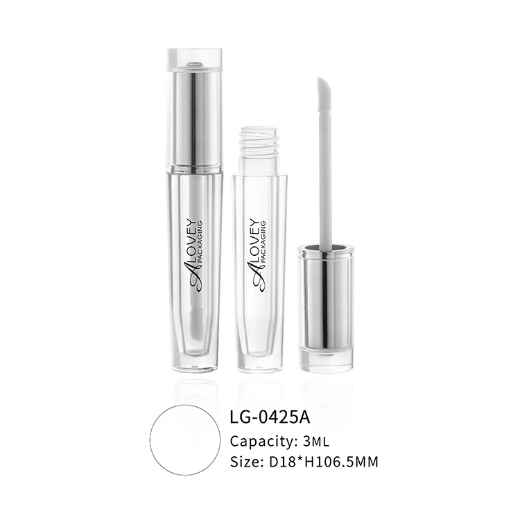 Alovey 2.5ML Cosmetic Empty Unique Lip Gloss Tubes With Custom Logo ABS AS Luxury Silver Lip Gloss Tube