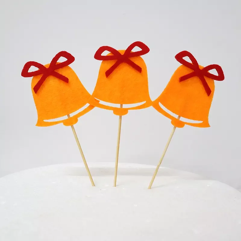 Wholesale Cheap red green Santa Elk Bells Gift Box Pine Snowman Hat Socks Cane Christmas Themed Felt Plug-In Cake Decoration