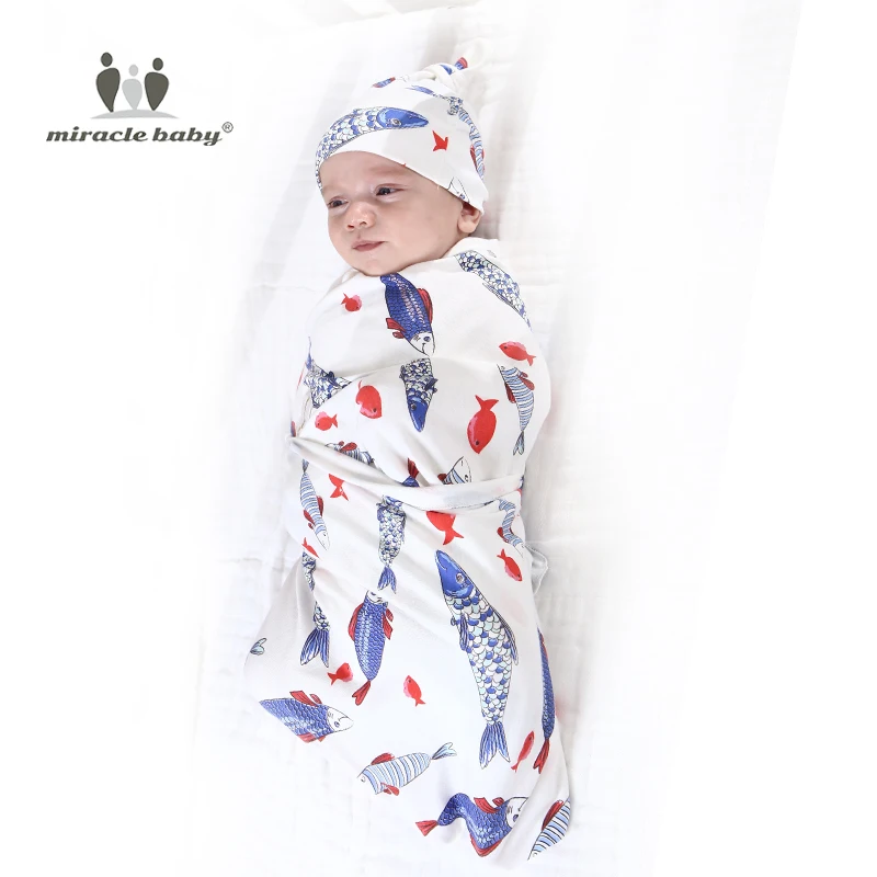 Hot Miracle Baby Blanket Soft Cotton Fabric Newborn Baby Boy Blanket Weighted Swaddle Thicken Knitted Baby Blanket Soft