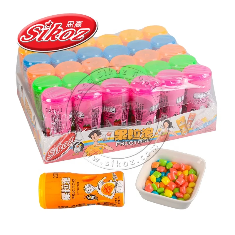 Halal fruit flavor square mini chewing gum  in tube shape bottle