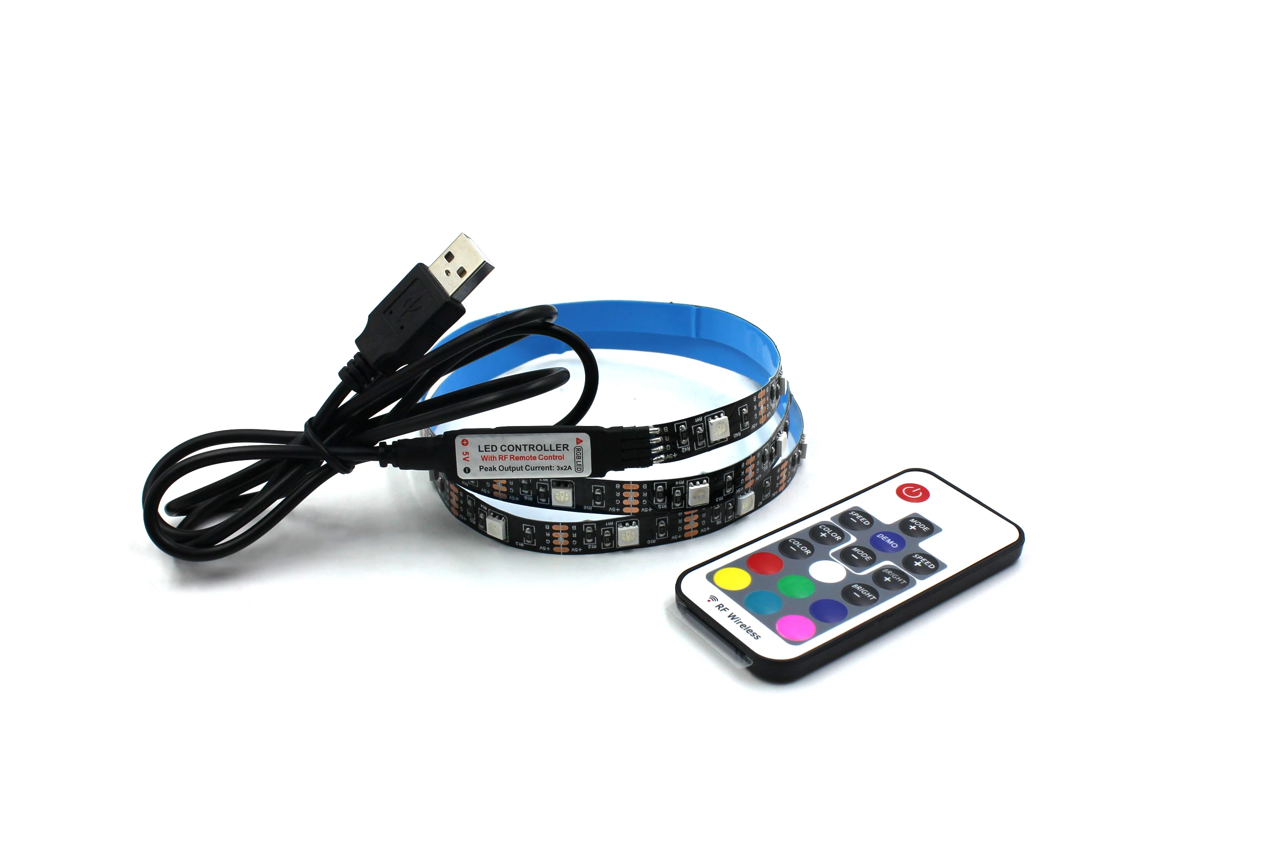 Decorative 7.2W 30LED DC5V RF Remote Controller SMD 5050RGB TV LED Flexible Strip