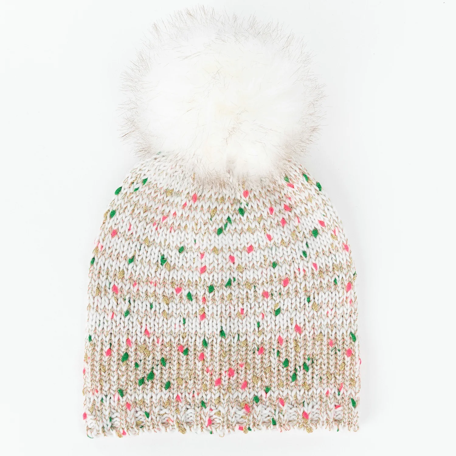 Custom Women Slouchy Crossknit Lazy Loose Skull Multi Neps Rib Oversize Bobble Faux Fur Pom Soft Bummel Corkscrew Hat Cap Beanie