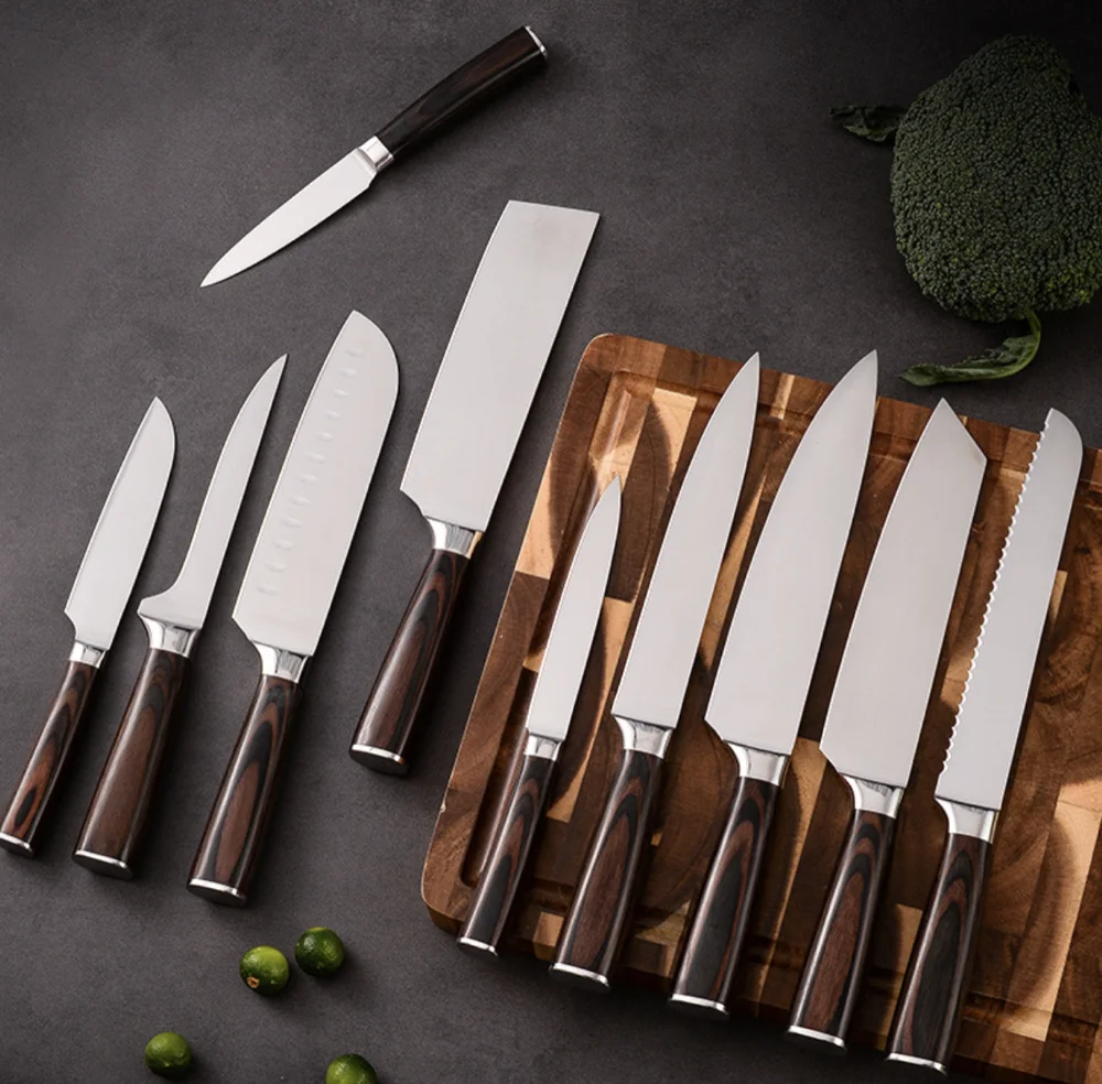 2023 Professional German Stainless Steel 8 Inch  Chef Utility Paring  Knife Set Professional With Mini Sharpener Cutlery Gift