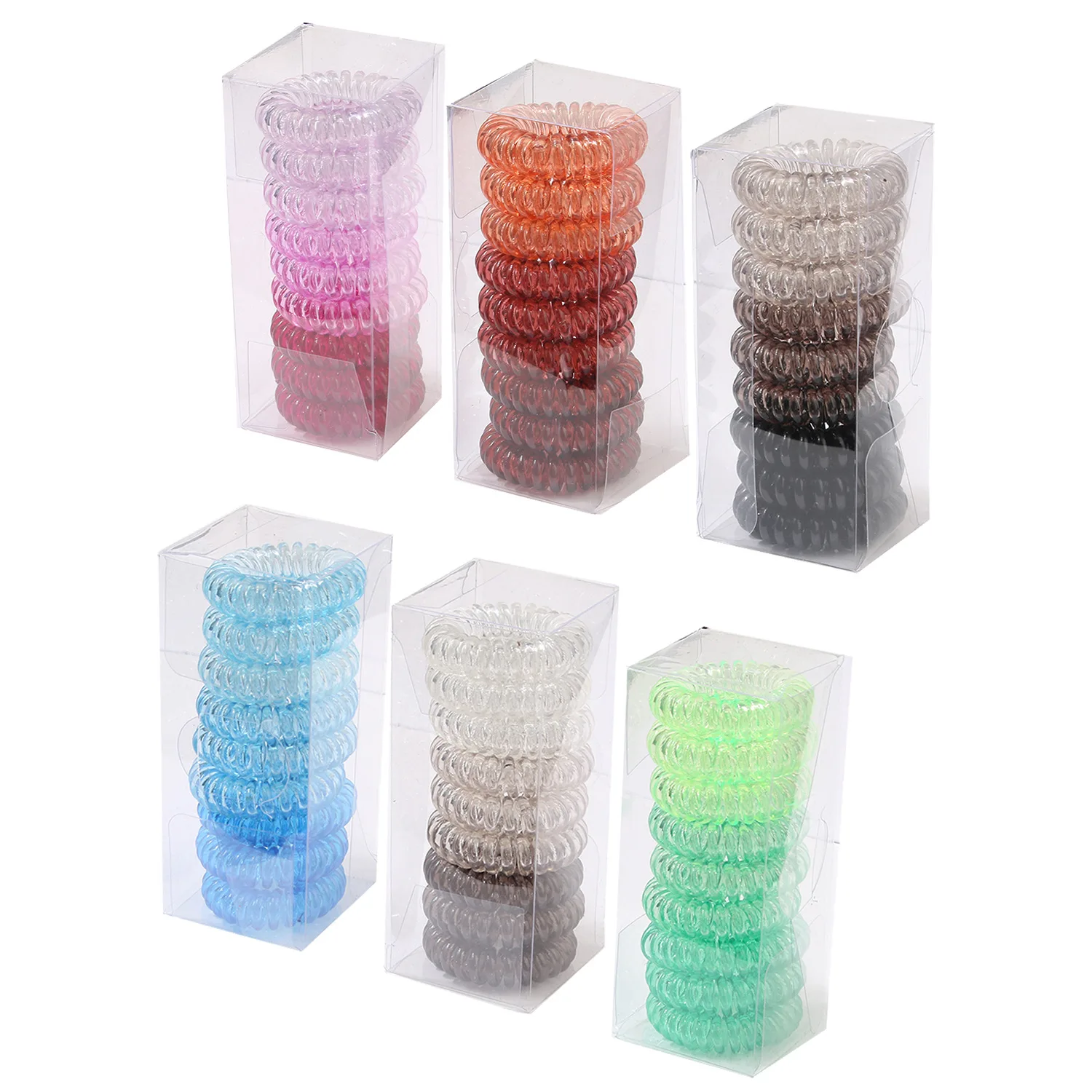 4cm in box telephone wire hair band ponytail ware cord wire hair band tie coil hair accessories for girls