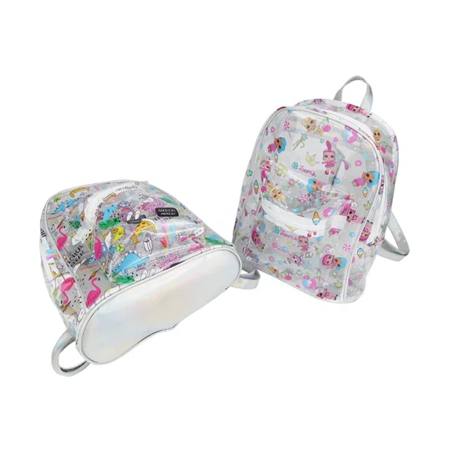 OEM Girls Stylish Mini PVC Custom Clear Drawstring Backpack For Kids